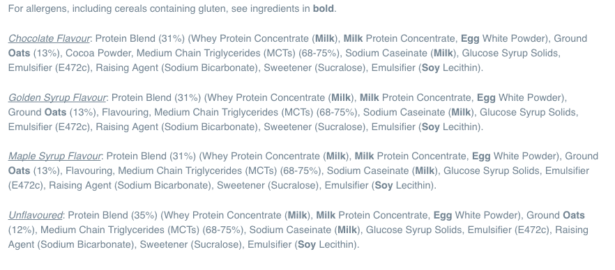Myprotein pancake mix ingredients