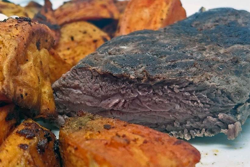 musclefood ostrich steak cooked