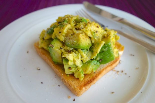 Open Face Scrambled Eggs and Avocado Toast