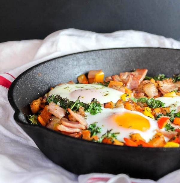 Bacon, Kale, & Sweet Potato Hash