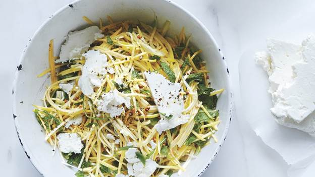 Summer Squash Slaw with Feta and Toasted Buckwheat 