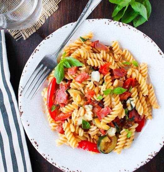 Chorizo & Roasted Veggie Pasta Salad