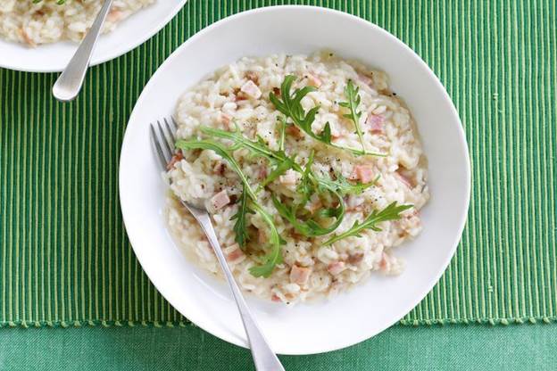 Microwave Cream of Mushroom and Bacon Risotto