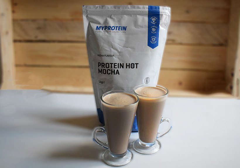 2 mugs of protein hot mocha from myprotein and the 1kg bag