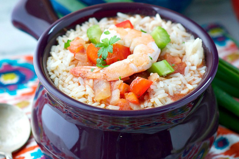 6.  Slow Cooker Chicken and Shrimp Jambalaya