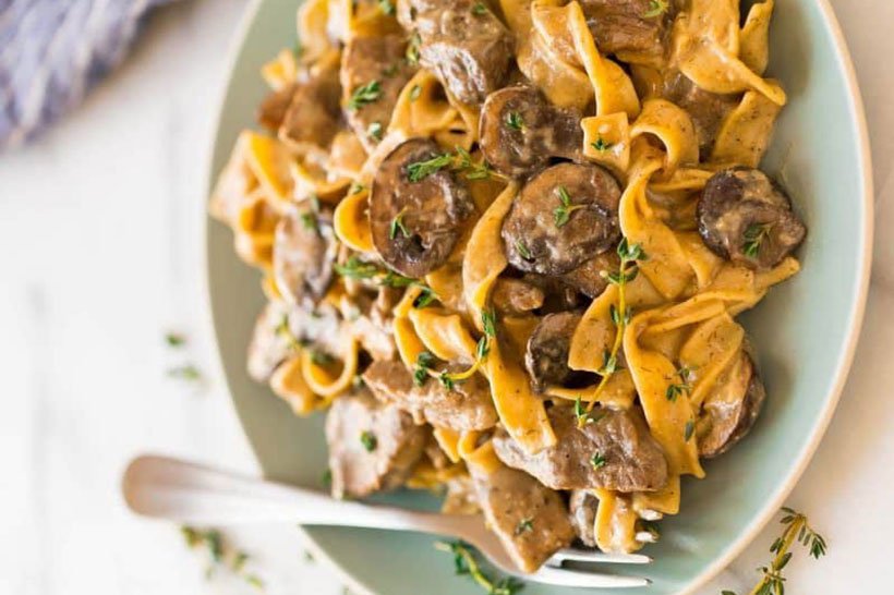 22.  Slow Cooker Beef Stroganoff