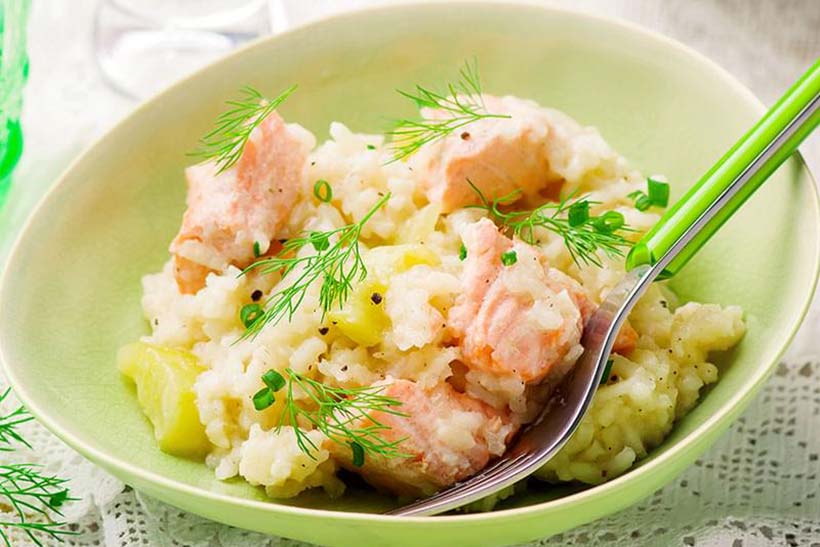 30.  Slow Cooker Salmon Risotto