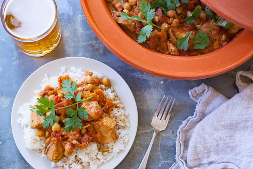 32.  Easy Crock Pot Moroccan Chicken, Chickpea and Apricot Tagine