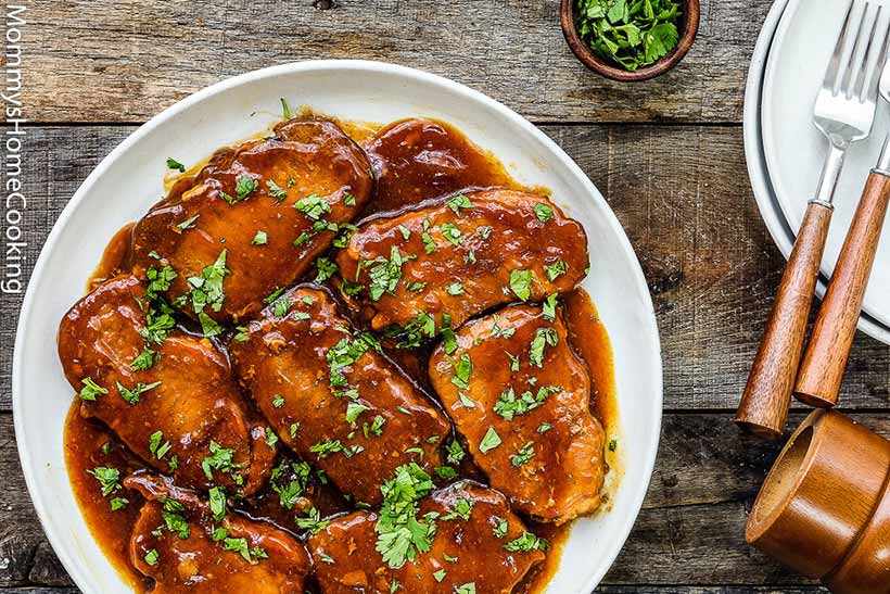 37.  Slow Cooker Honey Garlic Pork Chops