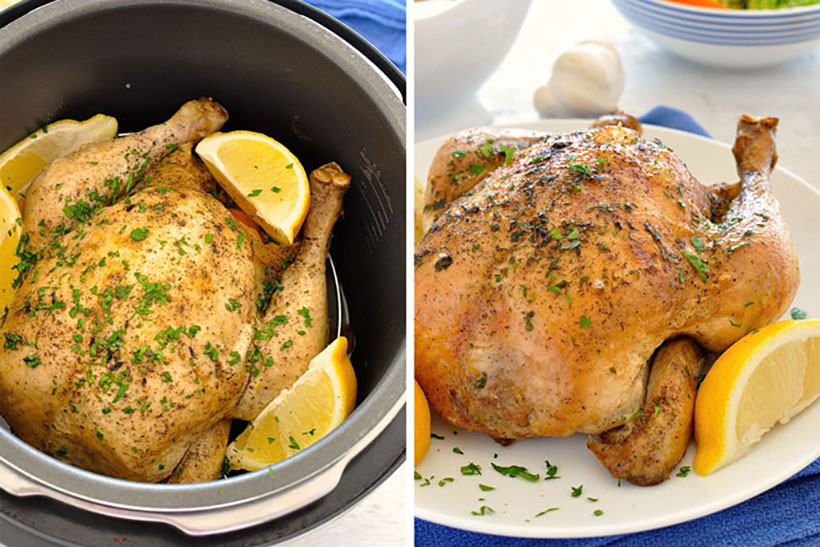 47.  Slow Cooker Lemon Garlic Roast Chicken