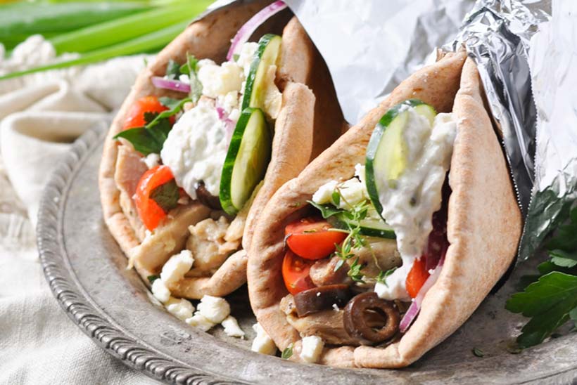 50.  Slow Cooker Greek Chicken Gyros