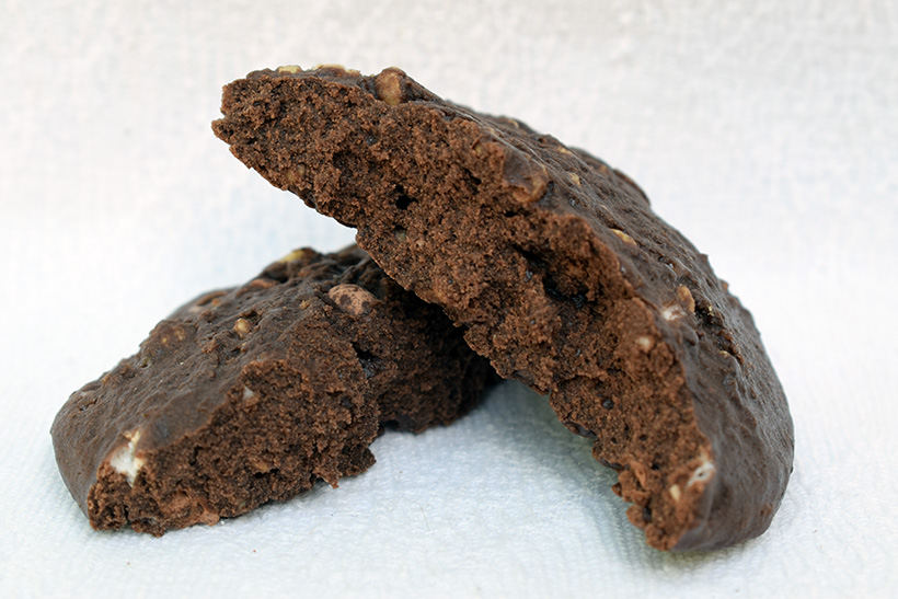 The protein works protein snacks Protein cookie Rocky Choc Mashup Flavour cookie closeup