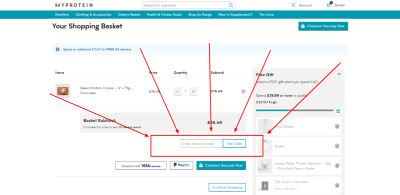 myprotein enter discount code